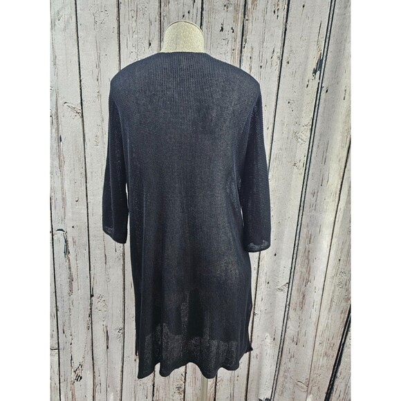 Eileen Fisher L Organic Linen Cardigan Duster Sweater Open Knit Long Layering - Picture 4 of 7